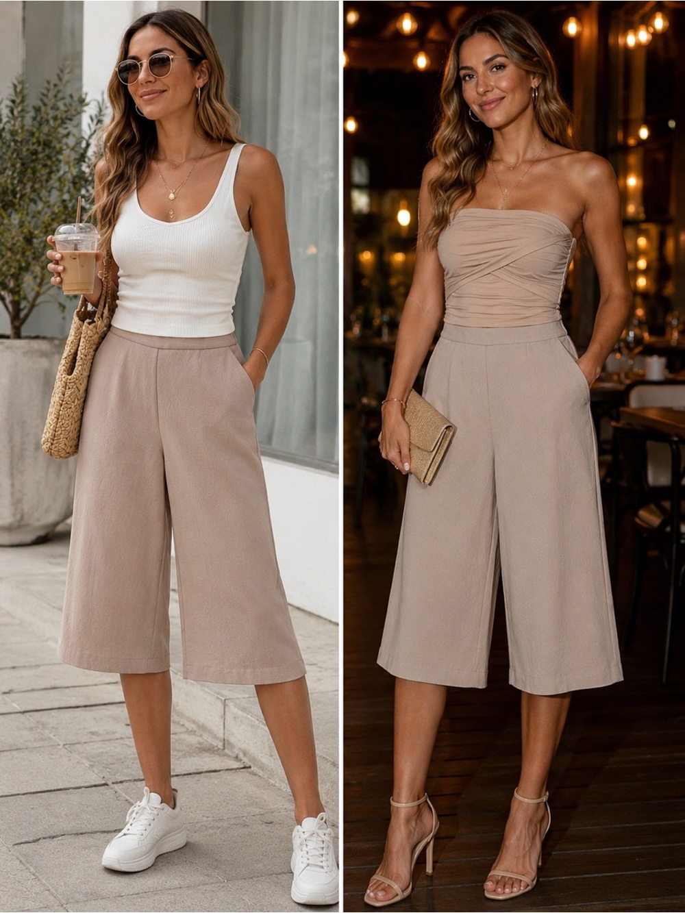 Aritzia Wilfred Blush Pink Wide Leg Cropped Culotte Pants Size 8